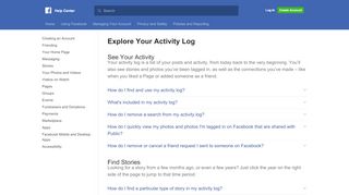 
                            1. Explore Your Activity Log | Facebook Help Center | Facebook