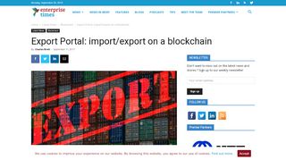 
                            9. Export Portal: import/export on a blockchain - - Enterprise Times