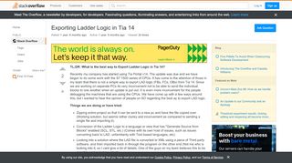 
                            7. Exporting Ladder Logic in Tia 14 - Stack Overflow