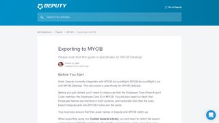 
                            6. Exporting to MYOB | Deputy Help Center