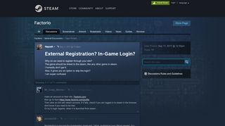 
                            3. External Registration? In-Game Login? :: Factorio General Discussions