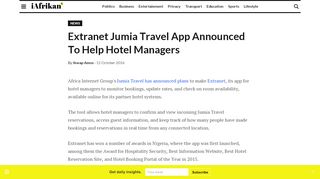 
                            7. Extranet Jumia Travel App Announced To Help Hotel Managers
