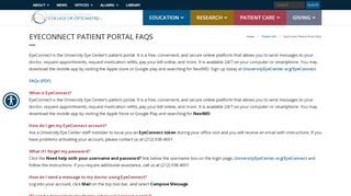 
                            2. EyeConnect Patient Portal FAQs – SUNY College of Optometry