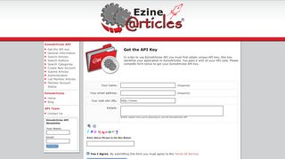 
                            2. EzineArticles API - Sign Up for the EzineArticles API