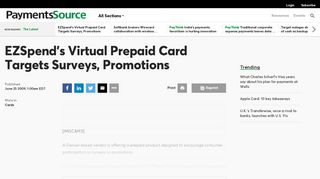 
                            9. EZSpend's Virtual Prepaid Card Targets Surveys, Promotions