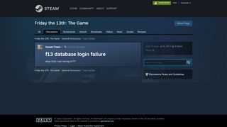 
                            7. f13 database login failure :: Friday the 13th: The Game ...
