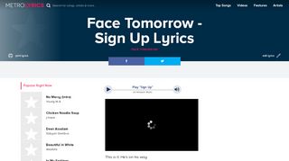 
                            3. Face Tomorrow - Sign Up Lyrics | MetroLyrics