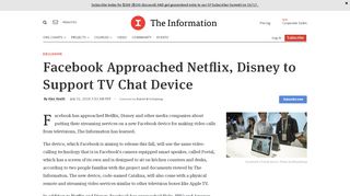 
                            9. Facebook Approached Netflix, Disney to Support TV Chat Device ...