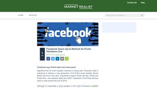 
                            11. Facebook Gears Up to Refresh Its Portal Hardware Line - Market Realist