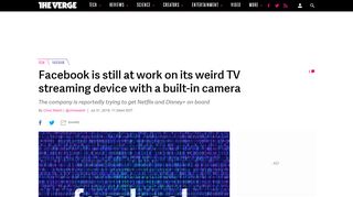 
                            3. Facebook is still at work on its weird TV streaming device with a built ...