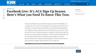 
                            9. Facebook Live: It’s ACA Sign Up Season. Here’s What you …