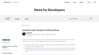 
                            2. Facebook Login Changes to Address Abuse
