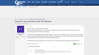 
                            7. Facebook Login einbinden Fehler URL Blockiert ...