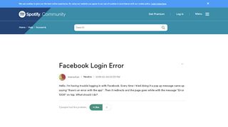 
                            8. Facebook Login Error - The Spotify Community