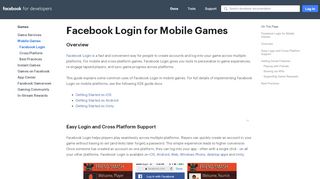 
                            5. Facebook Login - Games - Facebook for Developers