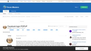 
                            2. Facebook login POPUP - Javascript - Fórum iMasters