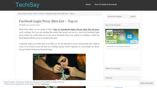 
                            6. Facebook Login Proxy Sites List - Top 10 - TechiSay