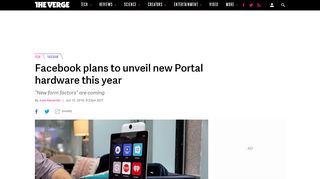 
                            5. Facebook plans to unveil new Portal hardware this year - The Verge