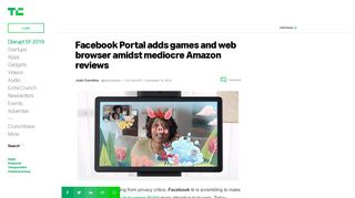 
                            1. Facebook Portal adds games and web browser amidst mediocre ...