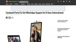 
                            6. Facebook Portal To Get WhatsApp Support As It Goes International