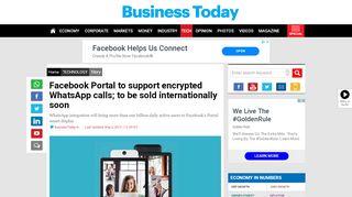 
                            7. Facebook Portal to support encrypted WhatsApp calls; to be sold ...
