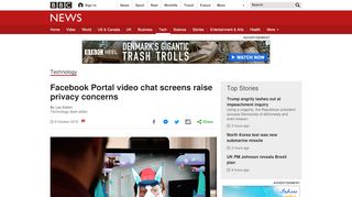 
                            11. Facebook Portal video chat screens raise privacy concerns - BBC News