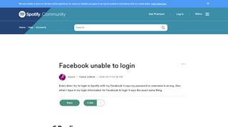 
                            9. Facebook unable to login - The Spotify Community