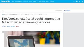 
                            5. Facebook's next Portal could launch this fall with video streaming ...