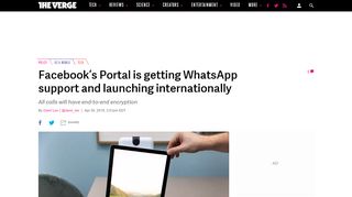 
                            10. Facebook's Portal is getting WhatsApp support and launching ...