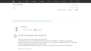 
                            7. FaceTime/ Message Login problems? - Apple …