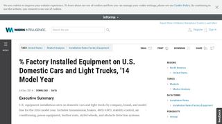 
                            4. Factory Installed Equipment on US Domestic Cars and Light Trucks