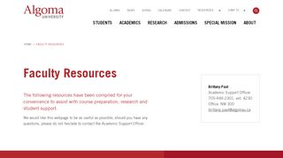 
                            4. Faculty Resources - Algoma University