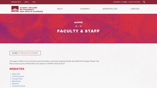 
                            1. Faculty & Staff | Albany College of Pharmacy and Health Sciences