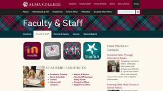 
                            4. Faculty & Staff: Alma College