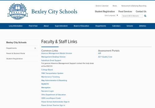 
                            9. Faculty & Staff Links - Bexley City Schools