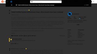
                            7. Failed Certified System Administrator Exam. What should I have ...
