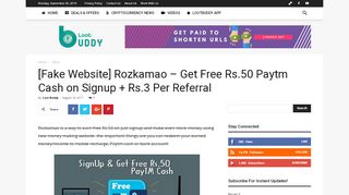 
                            7. [Fake Website] Rozkamao – Get Free Rs.50 Paytm Cash on ...