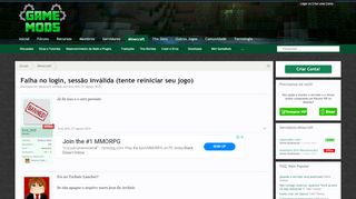 
                            8. Falha no login, sessão inválida (tente reiniciar seu jogo ...