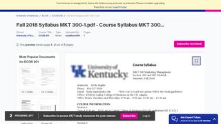 
                            7. Fall 2018 Syllabus MKT 300-1.pdf - Course Hero