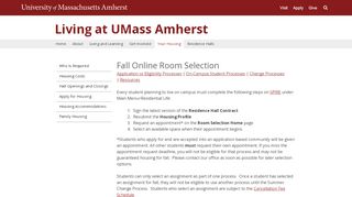 
                            4. Fall Online Room Selection | Living at UMass Amherst