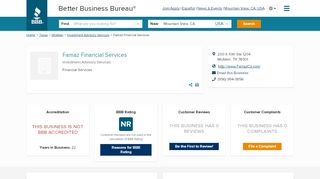 
                            3. Famaz Financial Services | Better Business Bureau® Profile