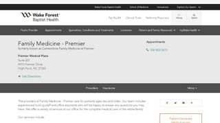 
                            4. Family Medicine - Premier | Wake Forest Baptist Health