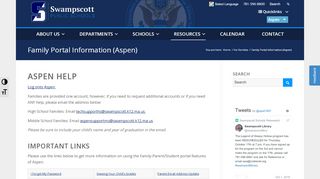 
                            1. Family Portal Information (Aspen) - Swampscott Public Schools