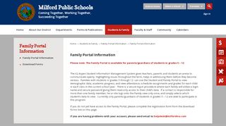 
                            2. Family Portal Information - Milford Public Schools