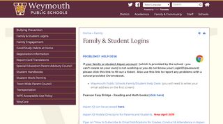 
                            10. Family & Student Logins | Weymouth Public Schools