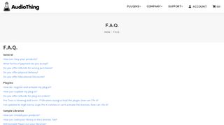 
                            3. F.A.Q. - Frequently Asked Questions - AudioThing Support page