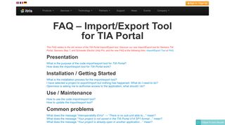 
                            3. FAQ - Import/Export Tool for TIA Portal - Itris Automation Square