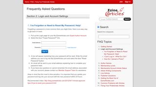 
                            4. FAQ: Login and Account Settings - EzineArticles.com