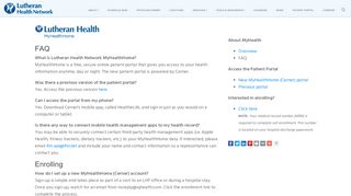 
                            1. FAQ - MyHealth at the Lutheran Health Network