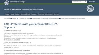 
                            2. FAQ - Problems with your account (Uni-KLIPS-Support)